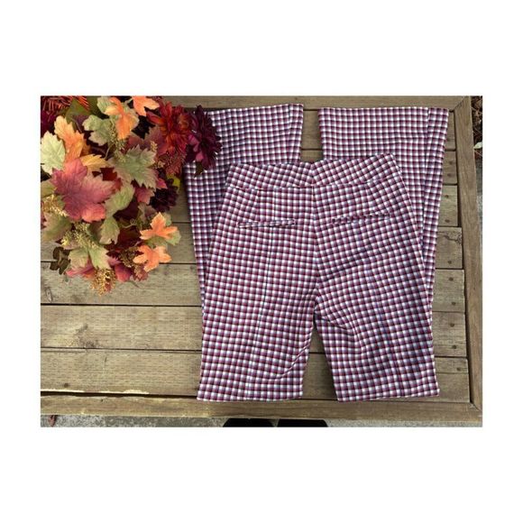 Modern Retro SFW Suitable For Work Plaid Flare Trousers High Waist Sz 2 - Picture 7 of 7